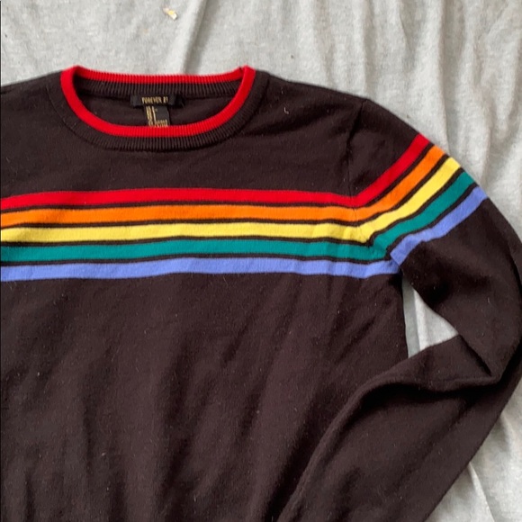 SOLD - Forever 21 Rainbow Varsity Sweater - Picture 3 of 5